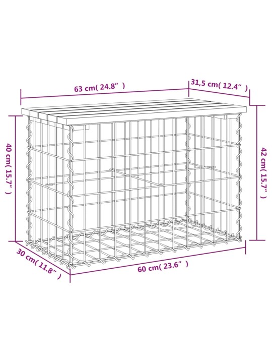 Zahradní lavice gabionový design 63x31,5x42 cm masivní borovice