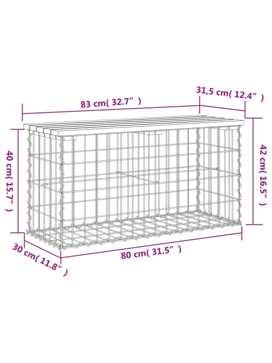 Zahradní lavice gabionový design 83 x 31,5 x 42 cm borové dřevo