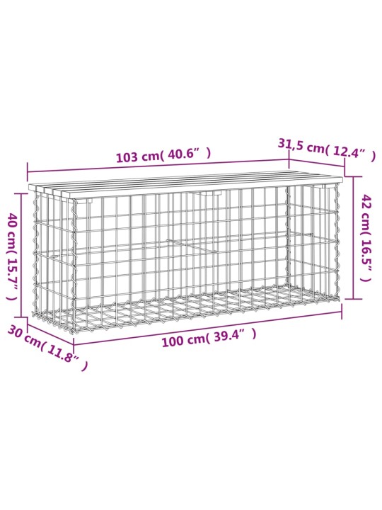 Zahradní lavice gabionový design 103x31,5x42cm masivní borovice