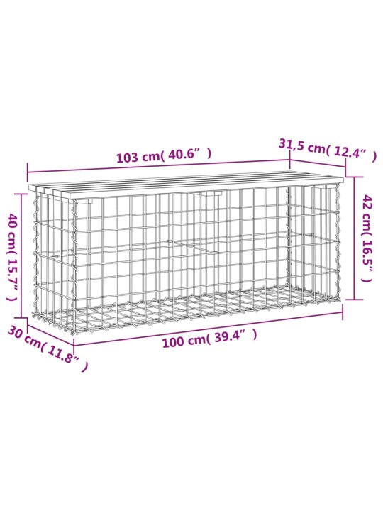 Zahradní lavice gabionový design 103 x 31,5 x 42 cm douglaska