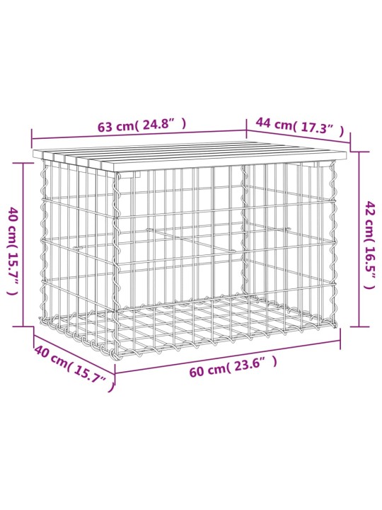 Zahradní lavice gabionový design 63 x 44 x 42 cm borové dřevo