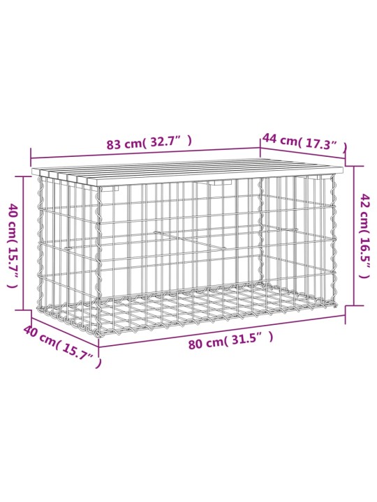 Zahradní lavice gabionový design 83x44x42 cm masivní borovice