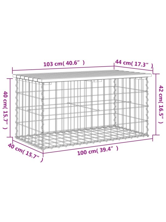 Zahradní lavice gabionový design 103 x 44 x 42 cm borové dřevo