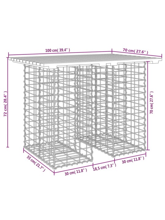 Zahradní lavice gabionový design 100x70x72 cm masivní borovice