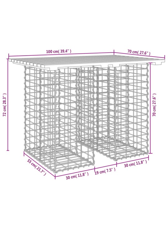 Zahradní lavice gabionový design 100x70x72 cm masivní douglaska