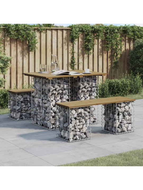 Zahradní lavice gabionový design 100 x 70 x 72 cm borové dřevo