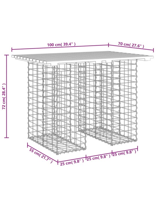 Zahradní lavice gabionový design 100x70x72 cm masivní borovice