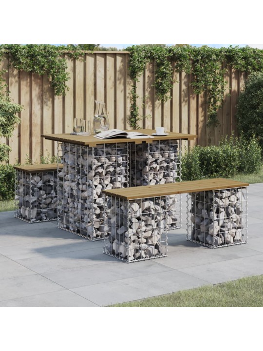 Zahradní lavice gabionový design 100x70x72 cm masivní borovice