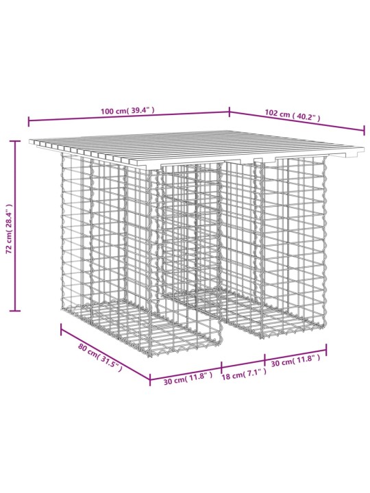 Zahradní lavice gabionový design 100x102x72 cm masivní borovice