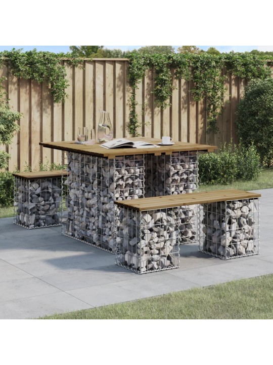 Zahradní lavice gabionový design 100 x 102 x 72 cm borové dřevo