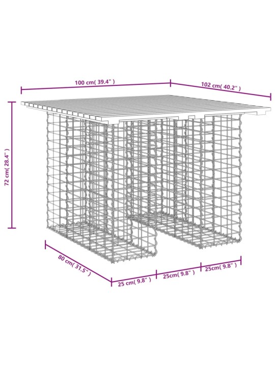 Zahradní lavice gabionový design 100x102x72 cm masivní borovice
