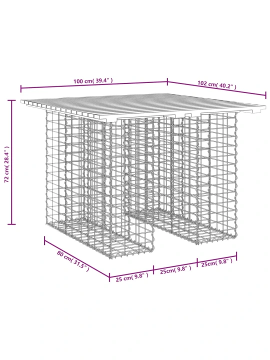 Zahradní lavice gabionový design 100x102x72 cm masivní borovice