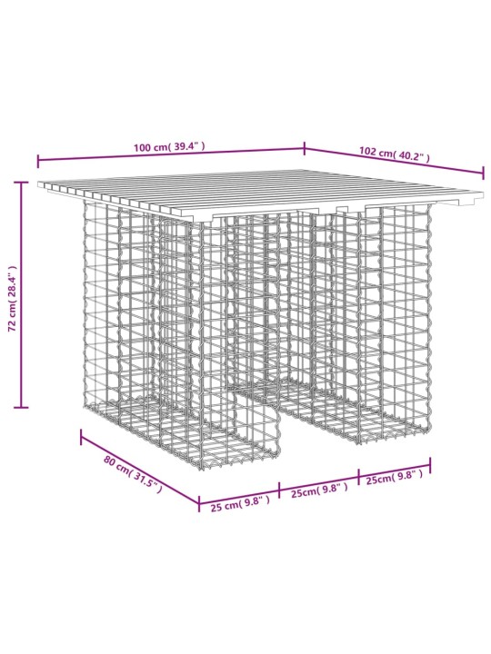 Zahradní lavice gabionový design 100 x 102 x 72 cm borové dřevo