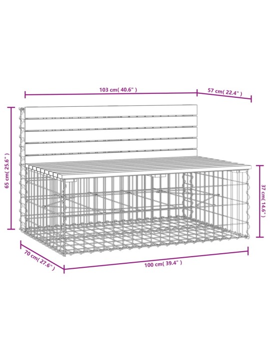 Zahradní lavice gabionový design 103x70x65 cm masivní borovice