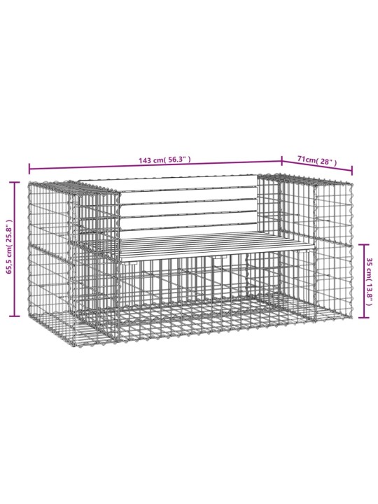 Zahradní lavice gabionový design 143x71x65,5cm masivní borovice