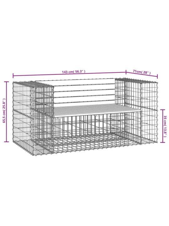 Zahradní lavice gabionový design 143x71x65,5 cm borové dřevo