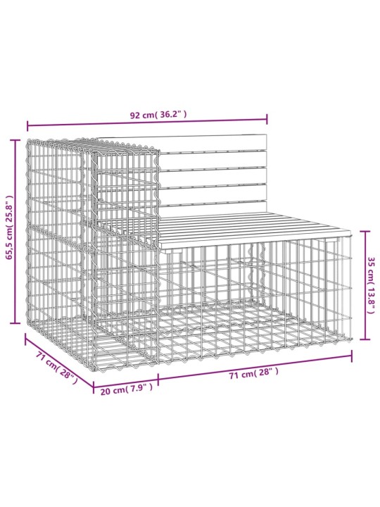 Zahradní lavice gabionový design 92 x 71 x 65,5 cm borové dřevo