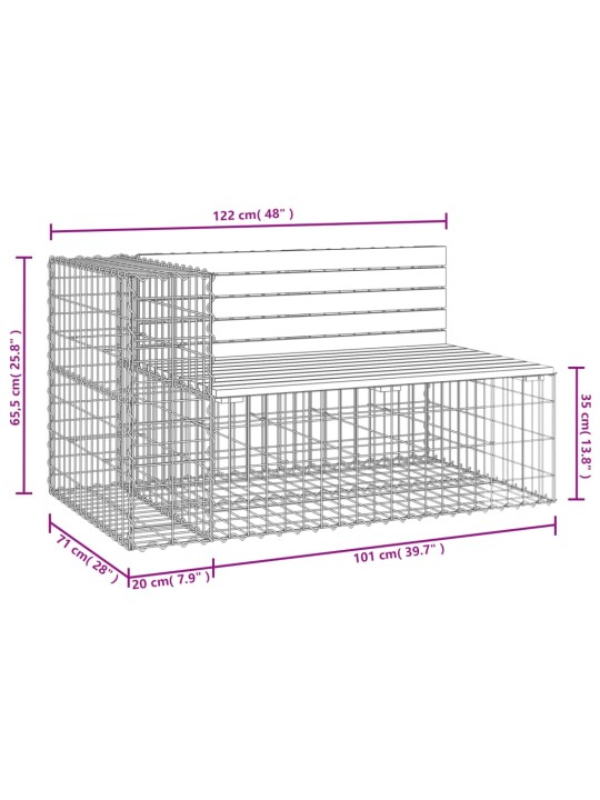 Zahradní lavice gabionový design 122x71x65,5cm masivní borovice