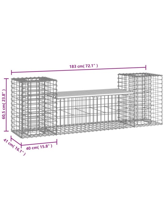 Zahradní lavice gabionový design 183x41x60,5 cm dřevo douglasky