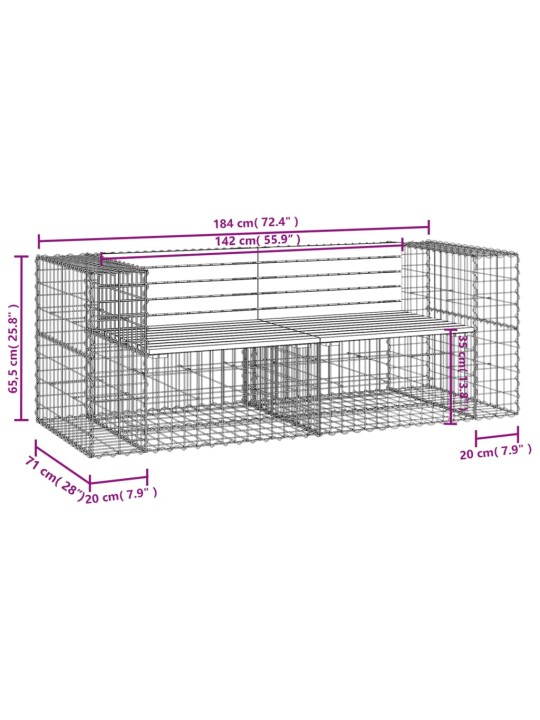 Zahradní lavice gabionový design 184x71x65,5cm masivní borovice