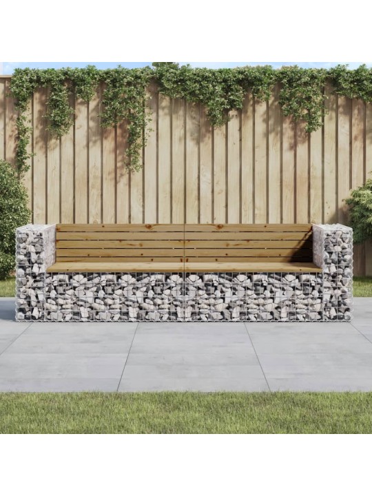Zahradní lavice gabionový design 244x71x65,5 cm borové dřevo