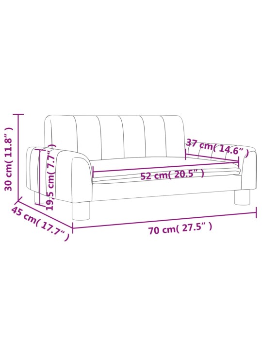 Dětská pohovka krémová 70 x 45 x 30 cm textil