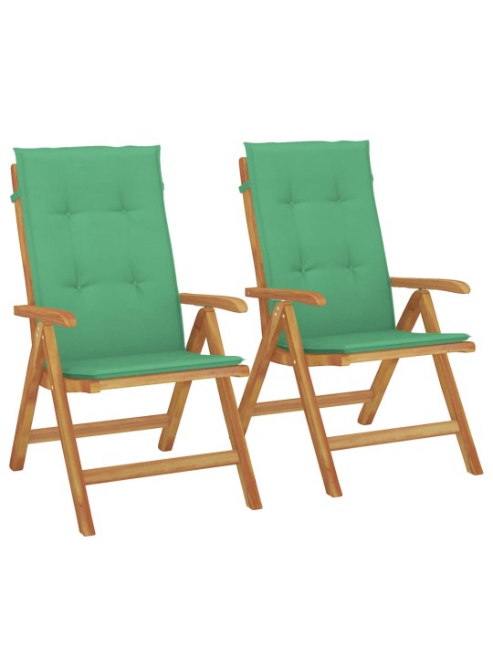 Polohovací zahradní židle s poduškami 2 ks masivní teak