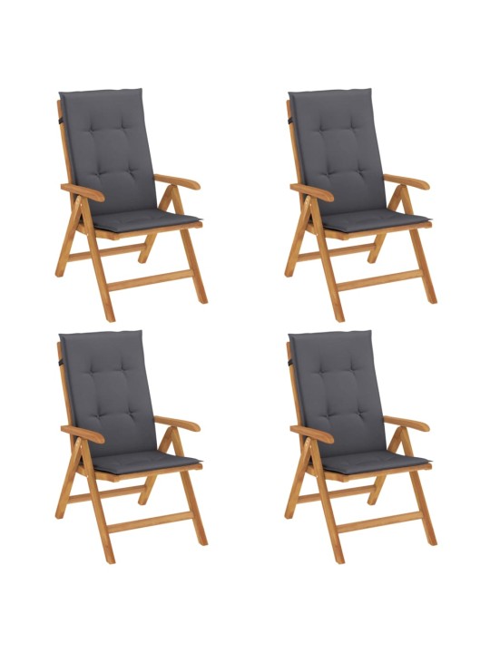 Polohovací zahradní židle s poduškami 4 ks masivní teak