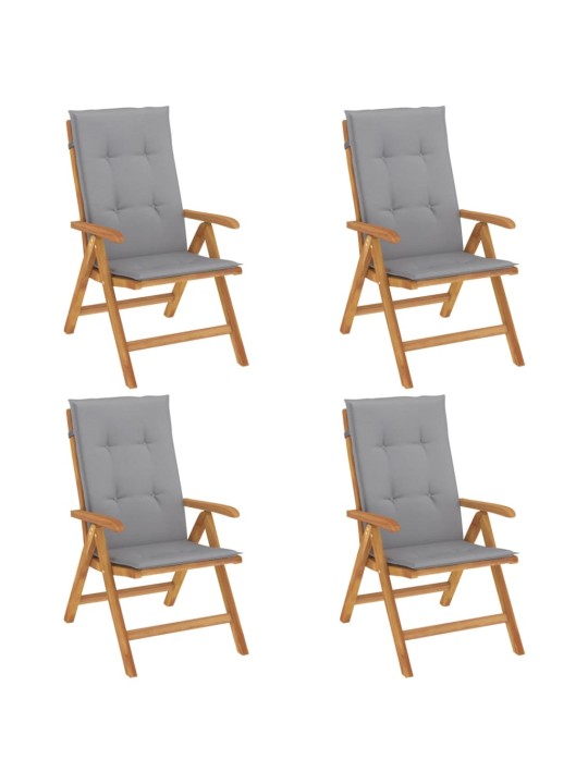 Polohovací zahradní židle s poduškami 4 ks masivní teak