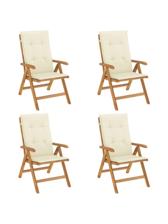 Polohovací zahradní židle s poduškami 4 ks masivní teak