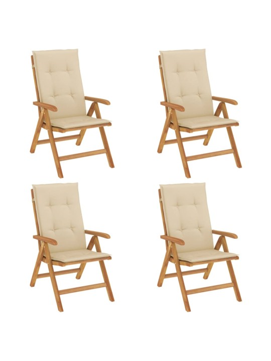 Polohovací zahradní židle s poduškami 4 ks masivní teak