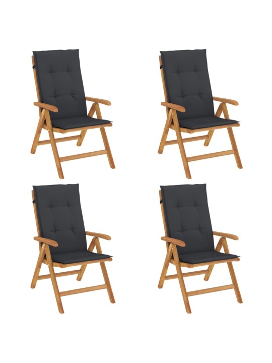Polohovací zahradní židle s poduškami 4 ks masivní teak