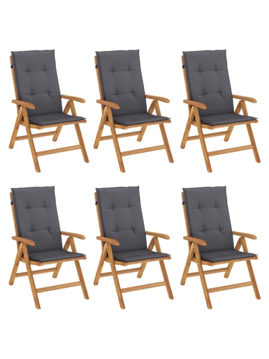 Polohovací zahradní židle s poduškami 6 ks masivní teak
