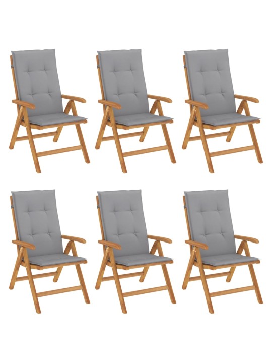 Polohovací zahradní židle s poduškami 6 ks masivní teak