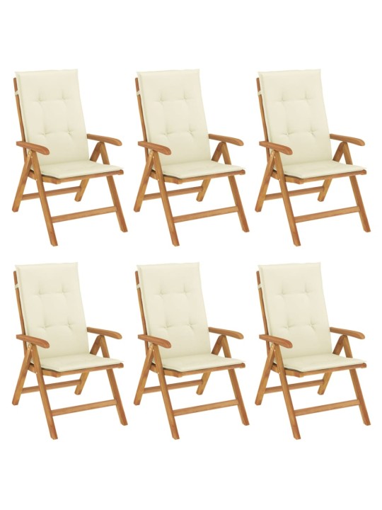 Polohovací zahradní židle s poduškami 6 ks masivní teak