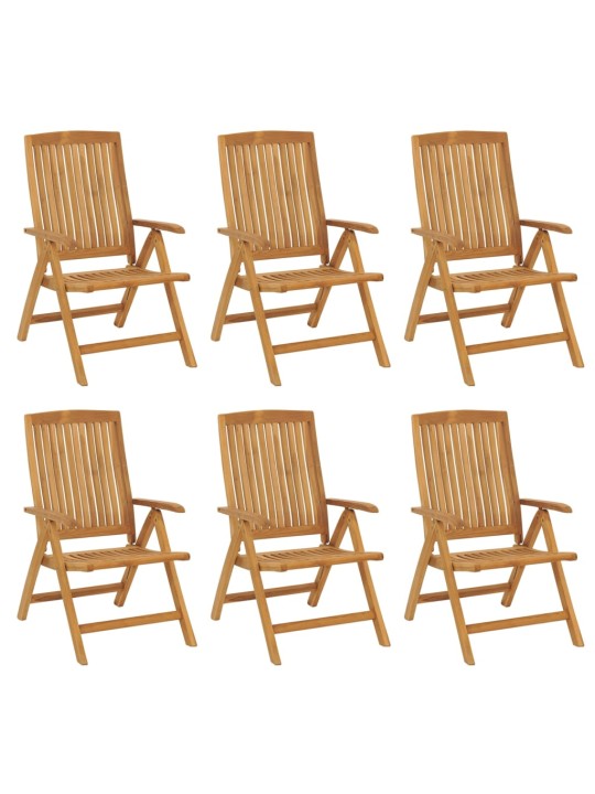 Polohovací zahradní židle s poduškami 6 ks masivní teak