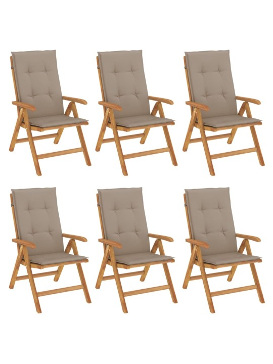 Polohovací zahradní židle s poduškami 6 ks masivní teak