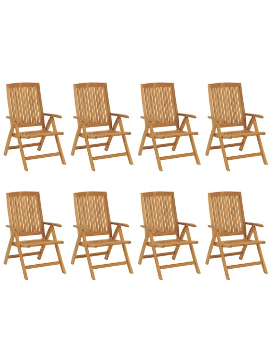 Polohovací zahradní židle s poduškami 8 ks masivní teak
