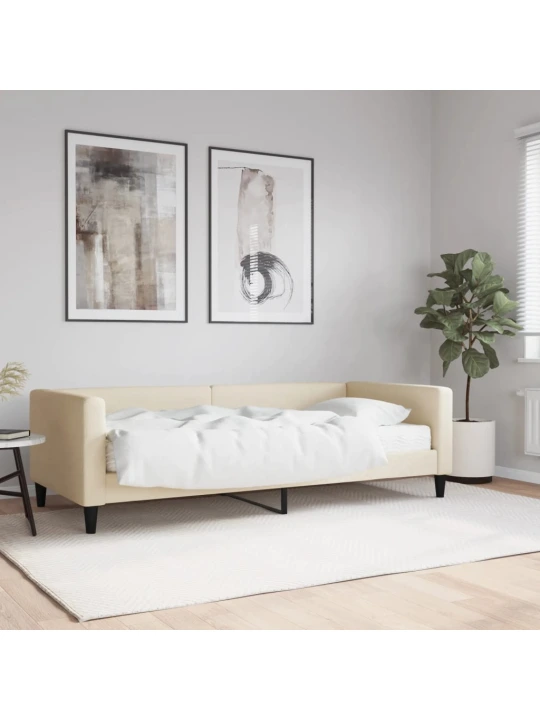 Válenda s matrací krémová 90 x 200 cm textil