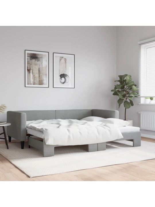 Válenda s přistýlkou světle šedá 90 x 200 cm textil
