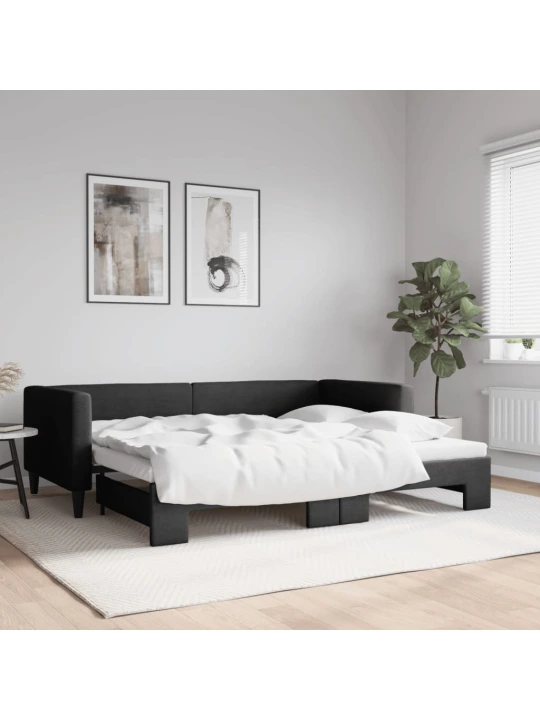 Válenda s přistýlkou černá 90 x 200 cm textil