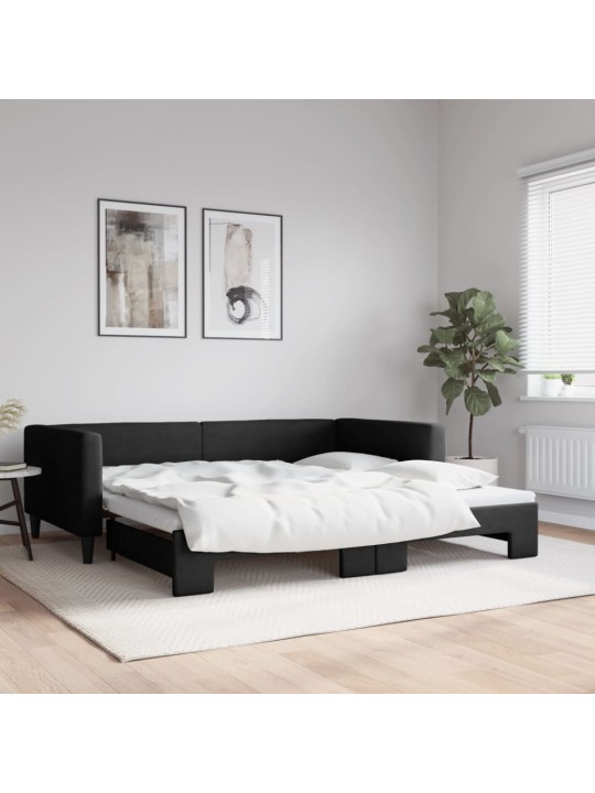 Válenda s přistýlkou černá 100 x 200 cm textil