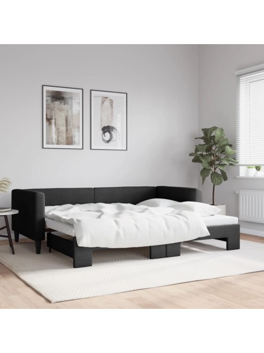Válenda s přistýlkou černá 90 x 190 cm textil