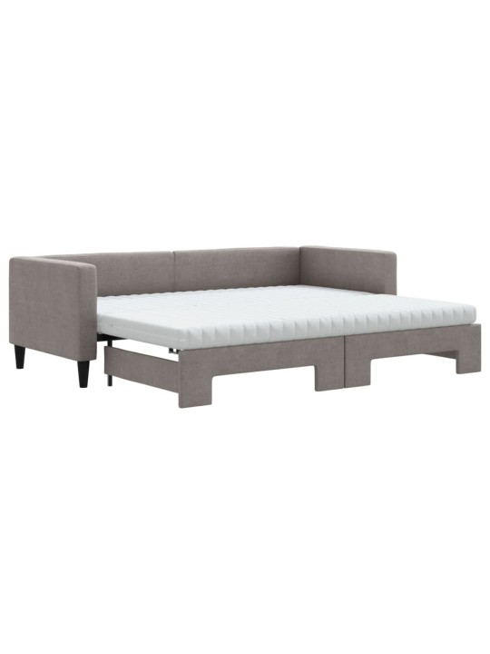 Válenda s přistýlkou a matracemi taupe 80 x 200 cm textil