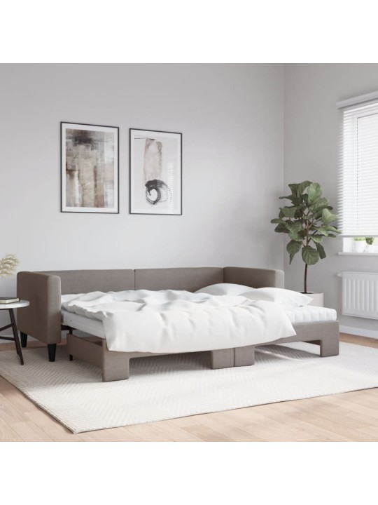 Válenda s přistýlkou a matracemi taupe 80 x 200 cm textil
