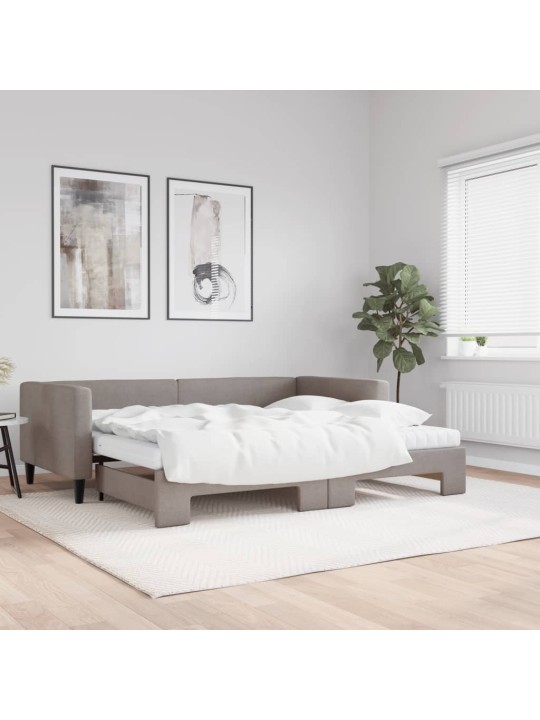 Válenda s přistýlkou a matracemi taupe 90 x 200 cm textil