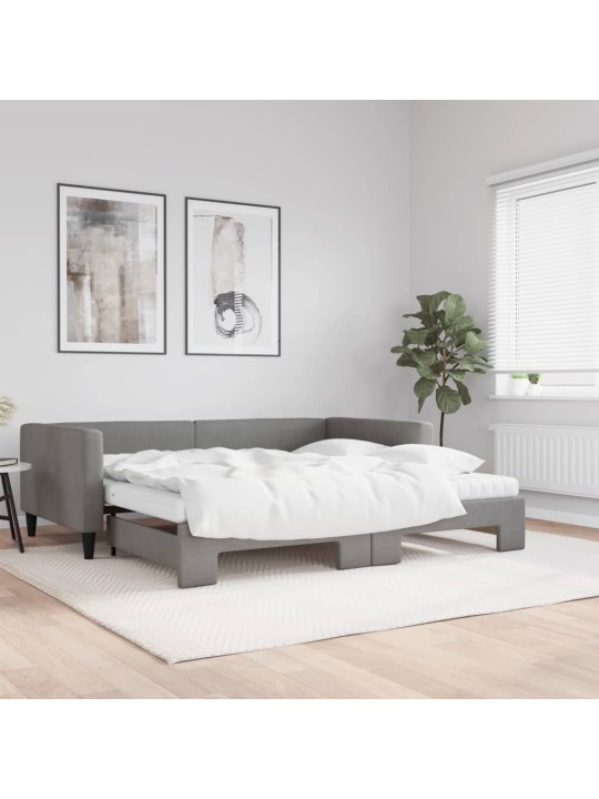 Válenda s přistýlkou a matracemi tmavě šedá 100 x 200 cm textil