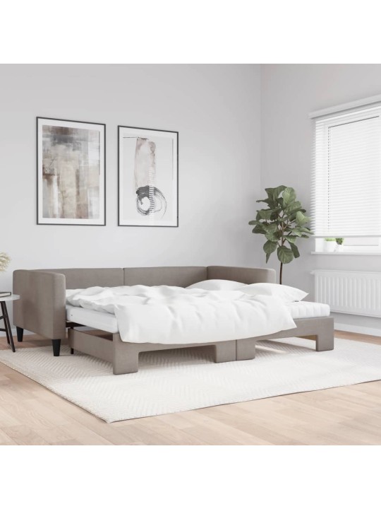 Válenda s přistýlkou a matracemi taupe 100 x 200 cm textil