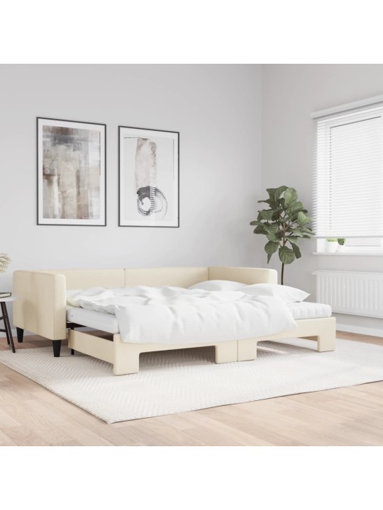 Válenda s přistýlkou a matracemi krémová 100 x 200 cm textil