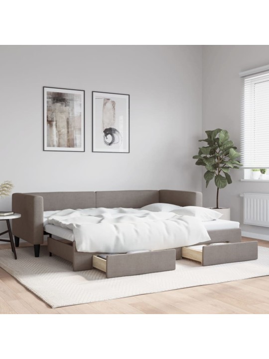 Válenda s přistýlkou a zásuvkami taupe 80 x 200 cm textil